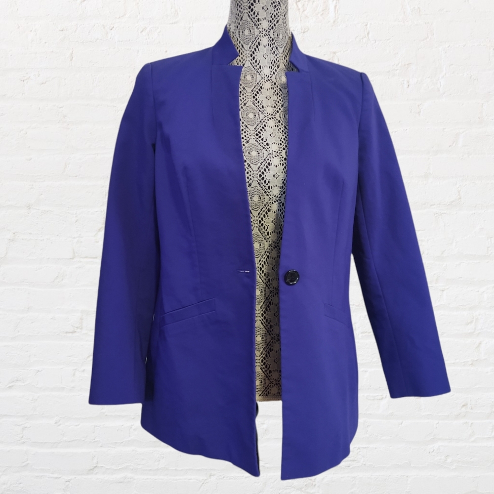 Chaus l bold royal blue single button blazer jacket